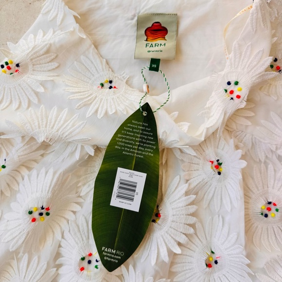 Farm Rio White Daisy 3D Floral Midi Skirt size XS - Picture 7 of 16